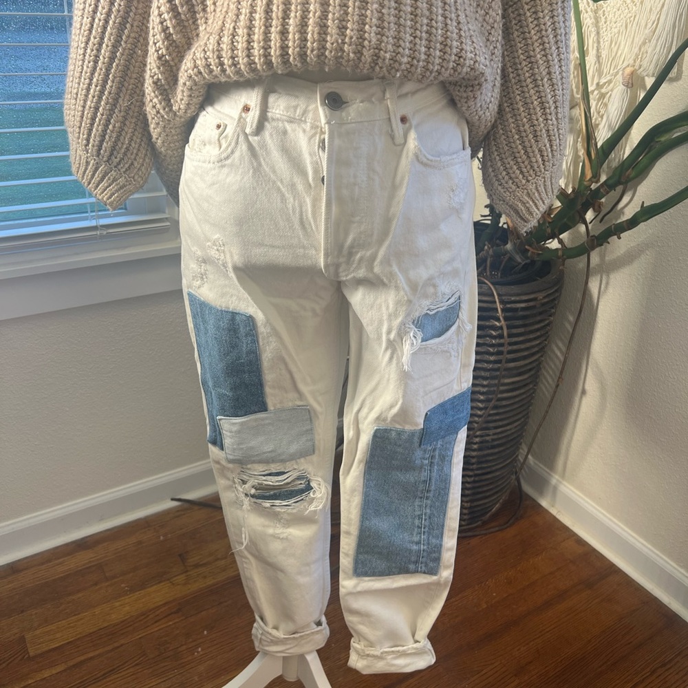REVOLVE GRLFRND The Karolina patchwork distressed Jeans size 27